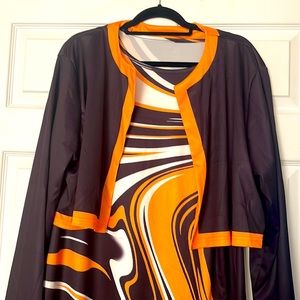 Brand new orange & black lightweight relax fitted plus size women’s casual dress